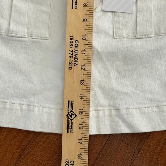 New Ted Baker Cream Eriike Utility Denim Mini Skirt with Front Pockets Size 2 - Picture 15 of 16
